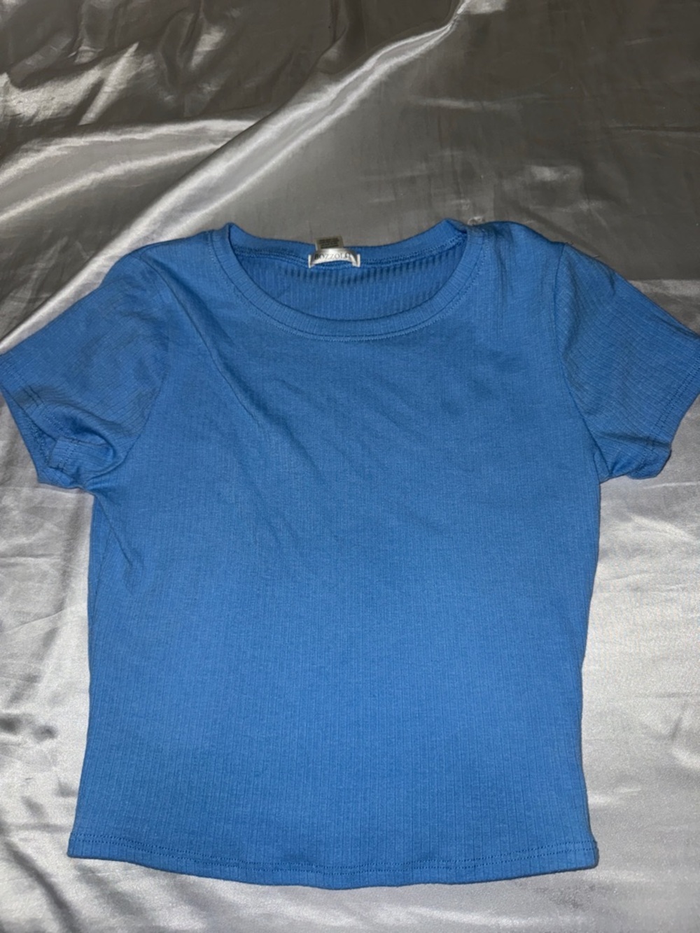 Bozzolo Electric Blue Ribbed Short Sleeve Tee